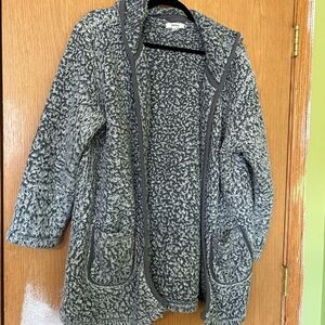 kensie Gray Plush Sherpa Open-Front Women's Sweater Coat Teddy